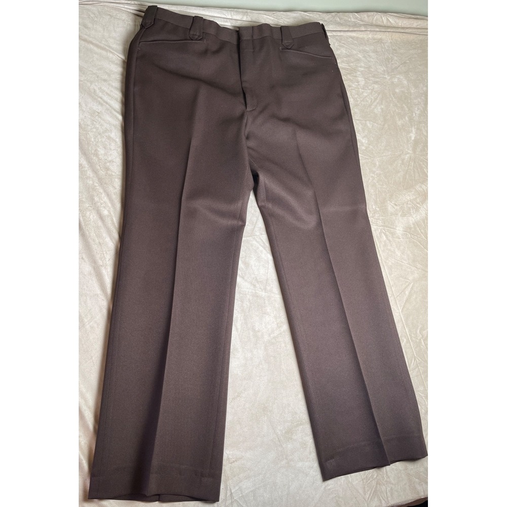 Vtg 70s 80s Sheplers Western Dress Slacks Brown Polyester Flare Bootcut Mens 40